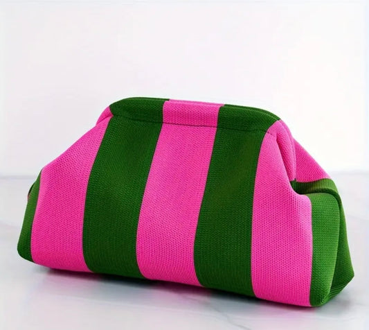 Clutch "Blockstripes" pink/grün