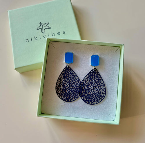 Ohrringe "Bi Colour" silber navy/turquoise