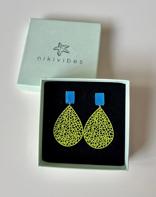 Ohrringe "Bi Colour" gold lime/turquoise