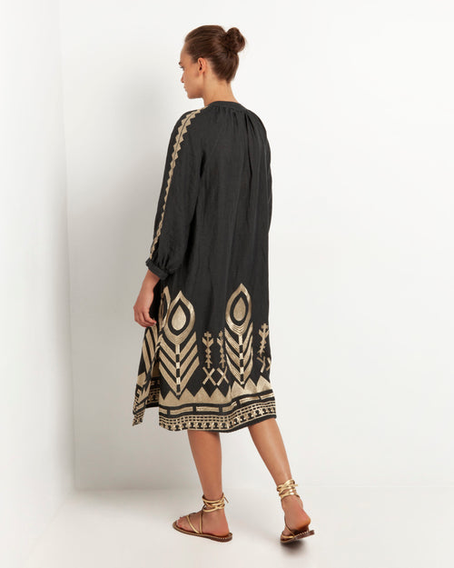 Chevron Dress Mykonos Feather charcoal/gold