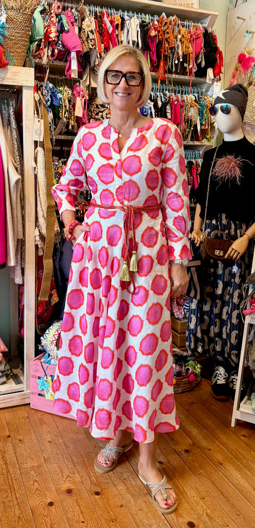 Azurite Dress Ikat pink/orange