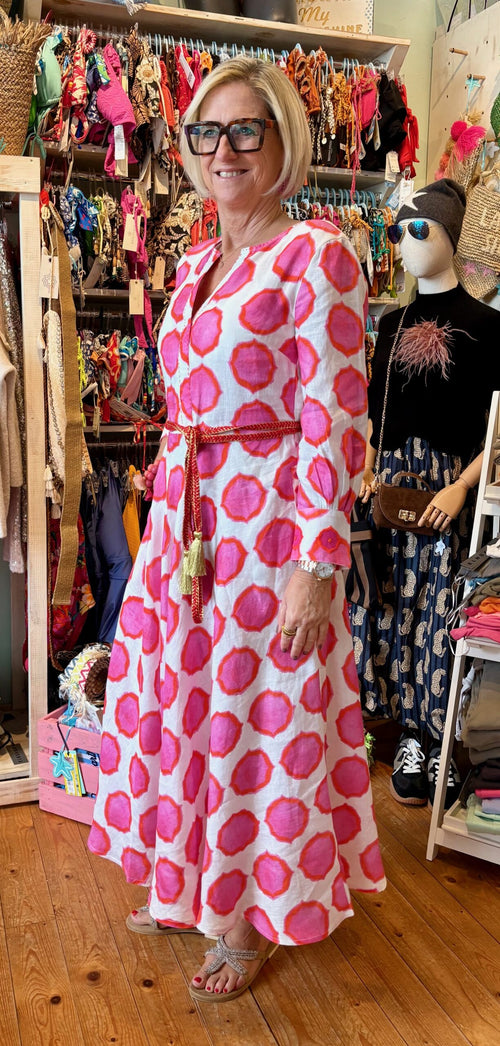 Azurite Dress Ikat pink/orange