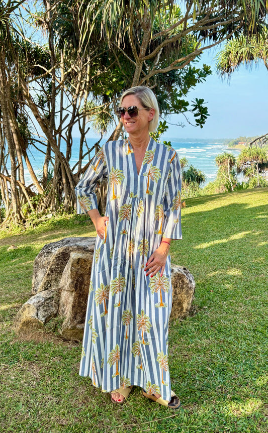 Kaftan Dress "Palmtree Stripes"