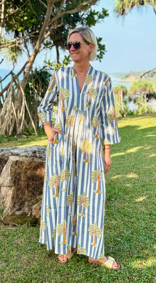 Kaftan Dress "Palmtree Stripes"