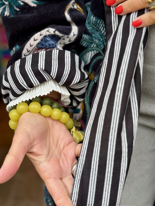 Velvet Kimono Mantel "Wild Jungle" black