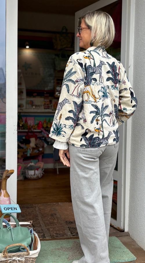 Velvet Jacke "Wild Jungle" offwhite