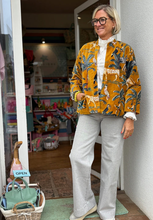 Velvet Jacke "Wild Jungle" Mustard