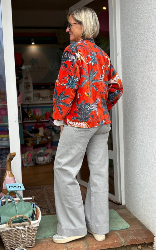 Velvet Jacke "Wild Jungle" Tomato