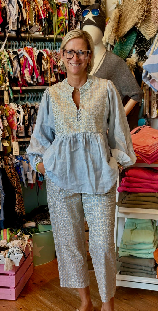 Bluse Cross light grey/gold