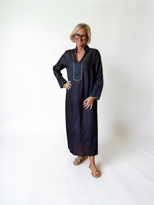 Long Kaftan Dress "Wick" black/gold