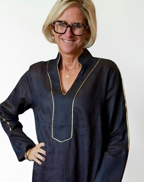 Long Kaftan Dress "Wick" black/gold