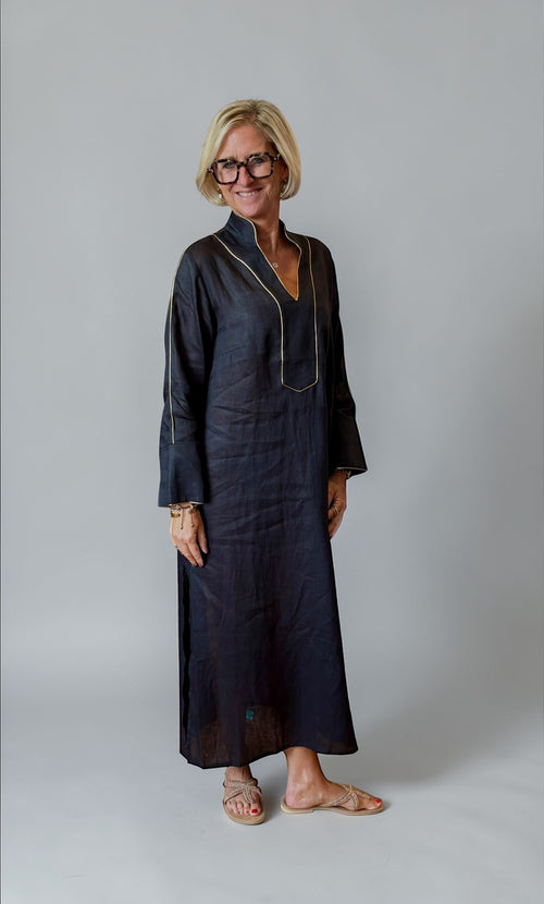 Long Kaftan Dress "Wick" black/gold