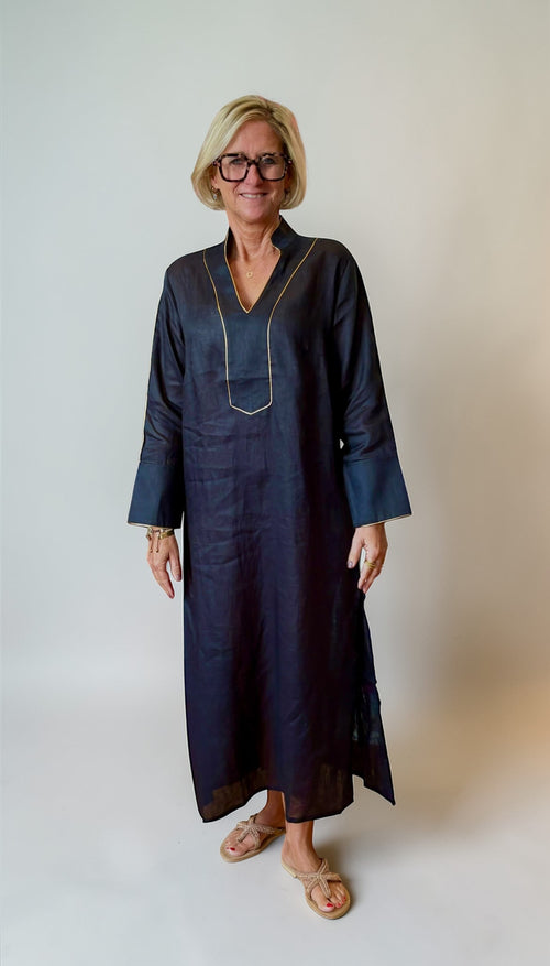 Long Kaftan Dress "Wick" black/gold