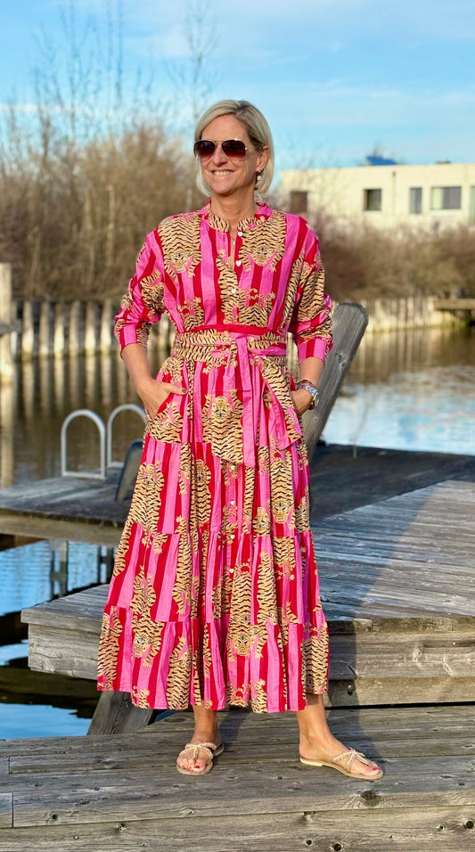Maxi Dress "Stripes" Tiger pink