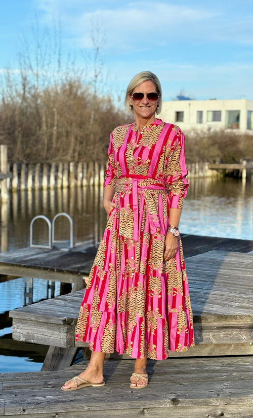 Maxi Dress "Stripes" Tiger pink