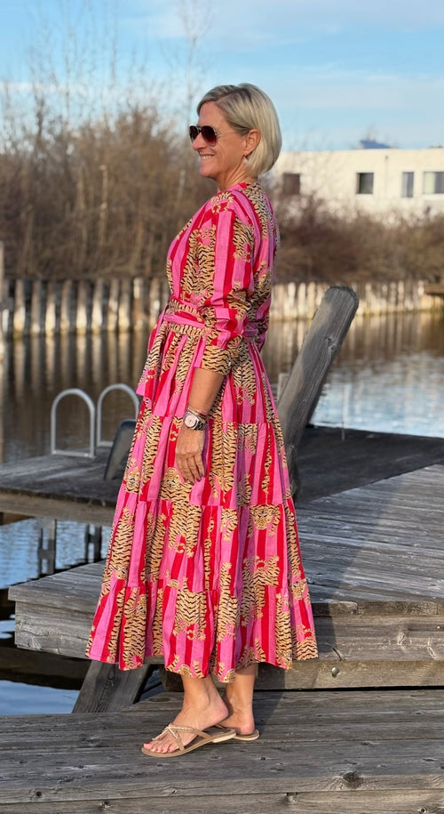 Maxi Dress "Stripes" Tiger pink