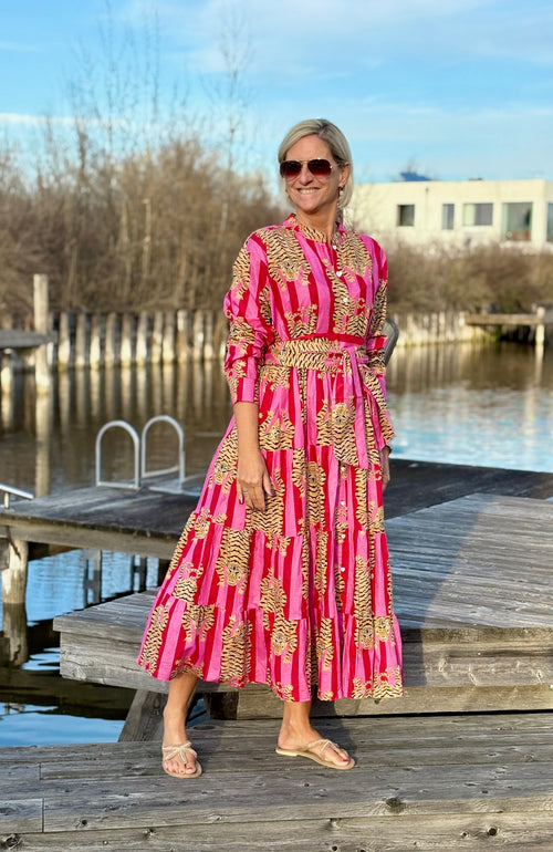 Maxi Dress "Stripes" Tiger pink