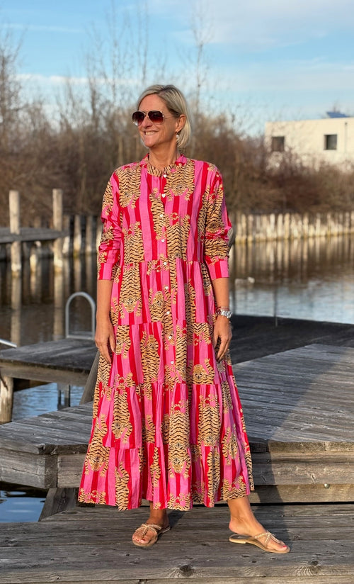 Maxi Dress "Stripes" Tiger pink