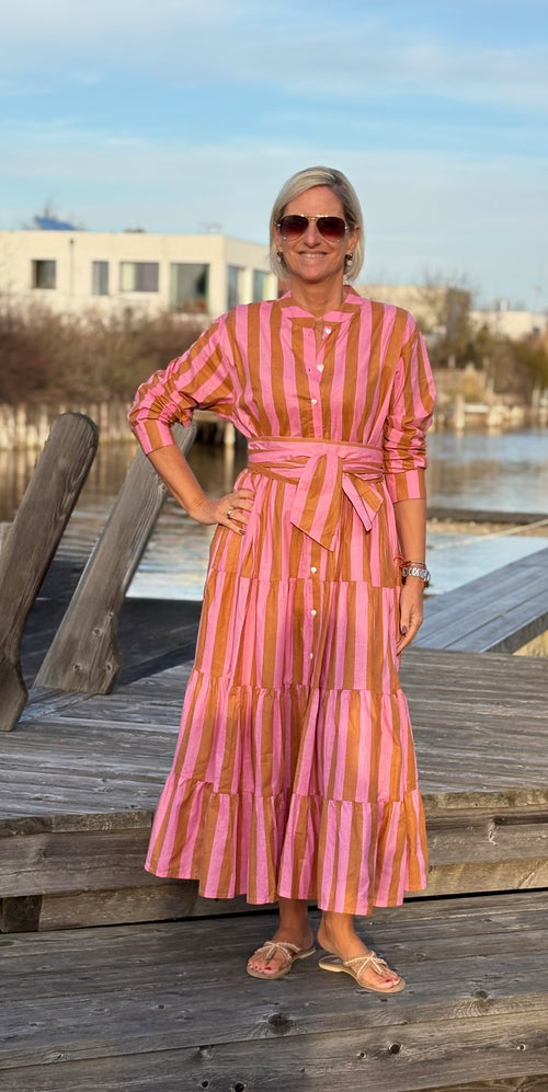 Maxi Dress "Stripes" soft pink/beige