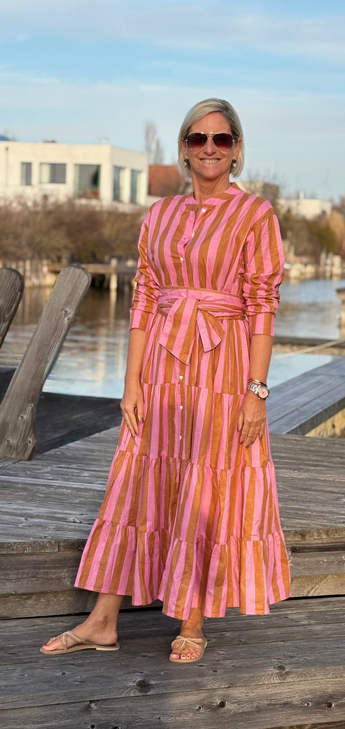 Maxi Dress "Stripes" soft pink/beige