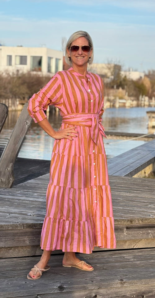 Maxi Dress "Stripes" soft pink/beige