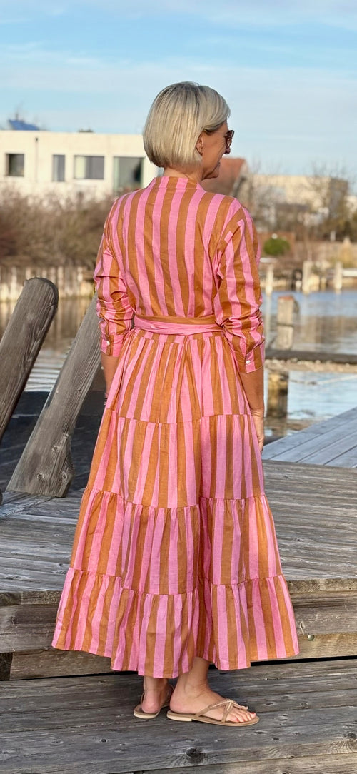 Maxi Dress "Stripes" soft pink/beige