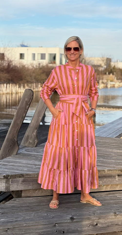 Maxi Dress "Stripes" soft pink/beige