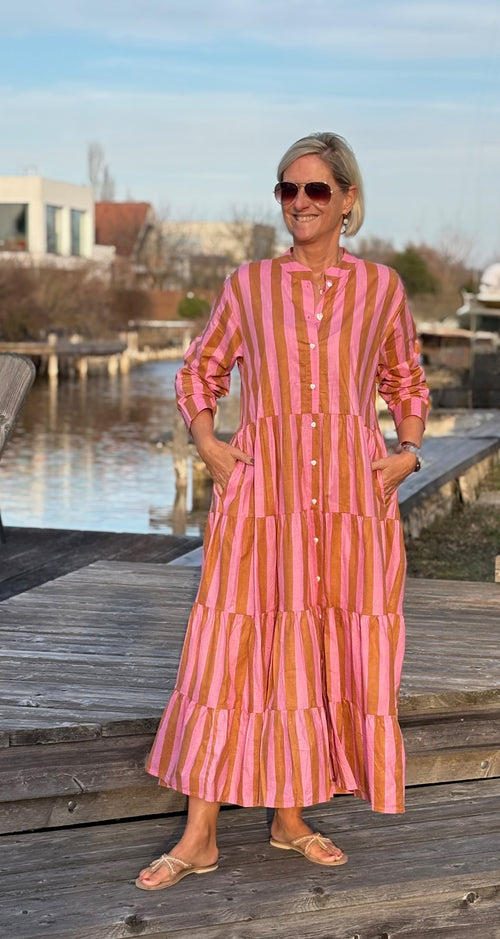 Maxi Dress "Stripes" soft pink/beige