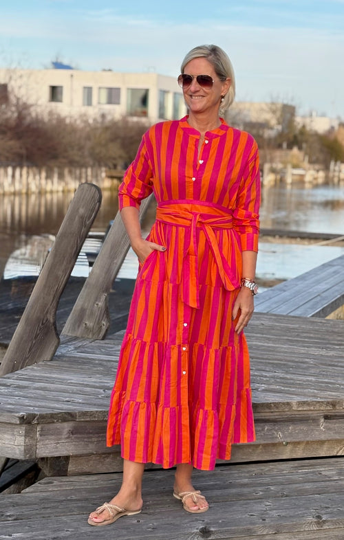 Maxi Dress "Stripes" pink/coral