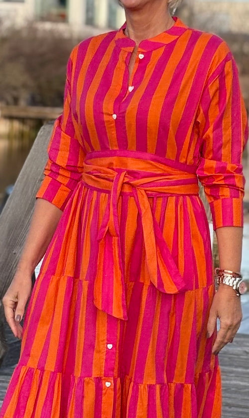 Maxi Dress "Stripes" pink/coral