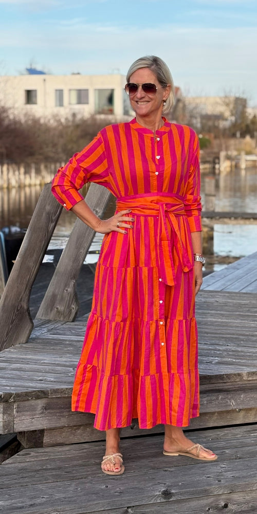 Maxi Dress "Stripes" pink/coral