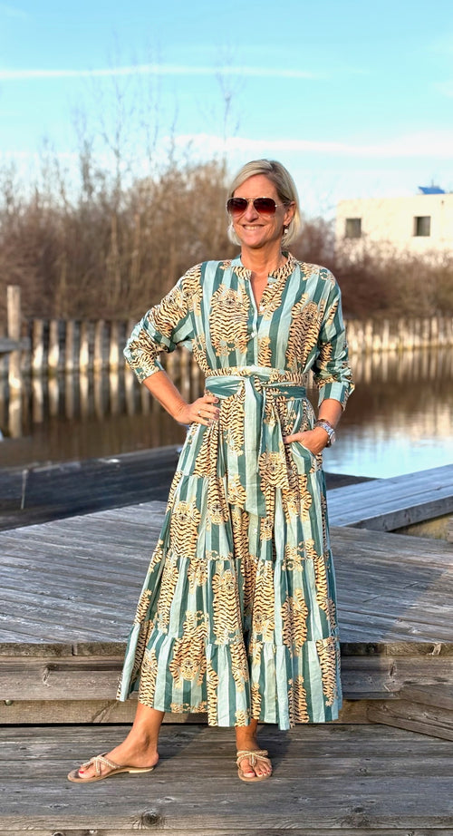 Maxi Dress "Stripes" Tiger khaki