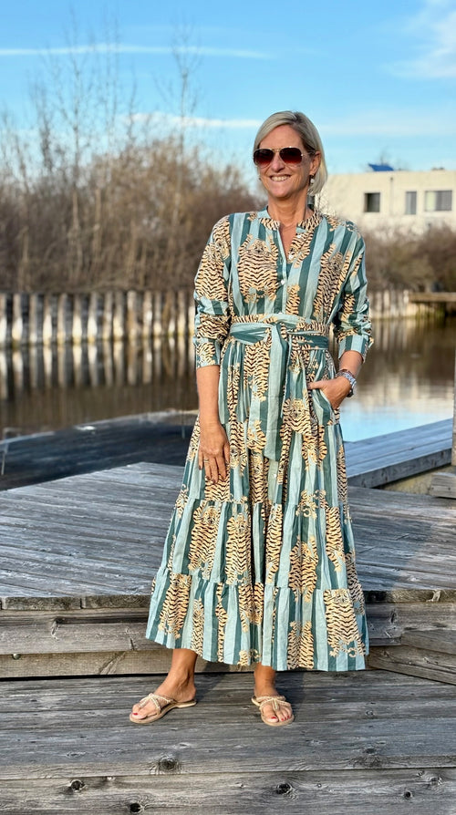 Maxi Dress "Stripes" Tiger khaki