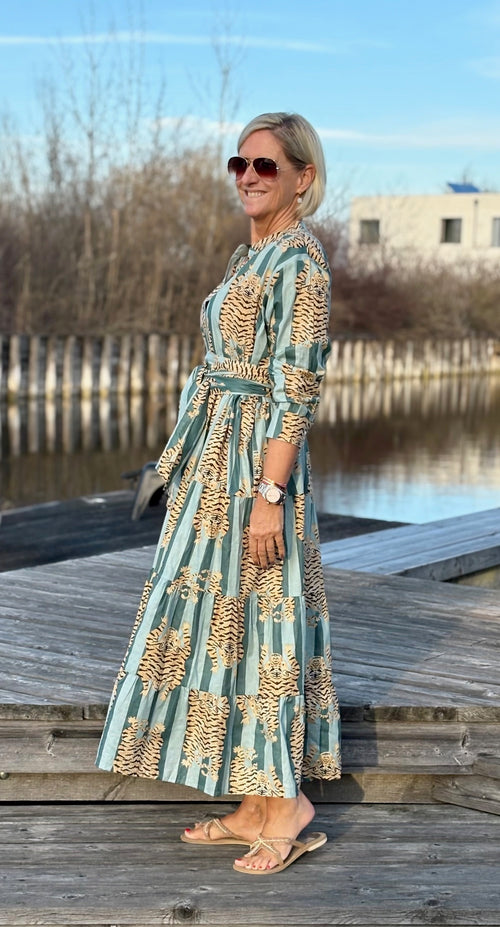 Maxi Dress "Stripes" Tiger khaki