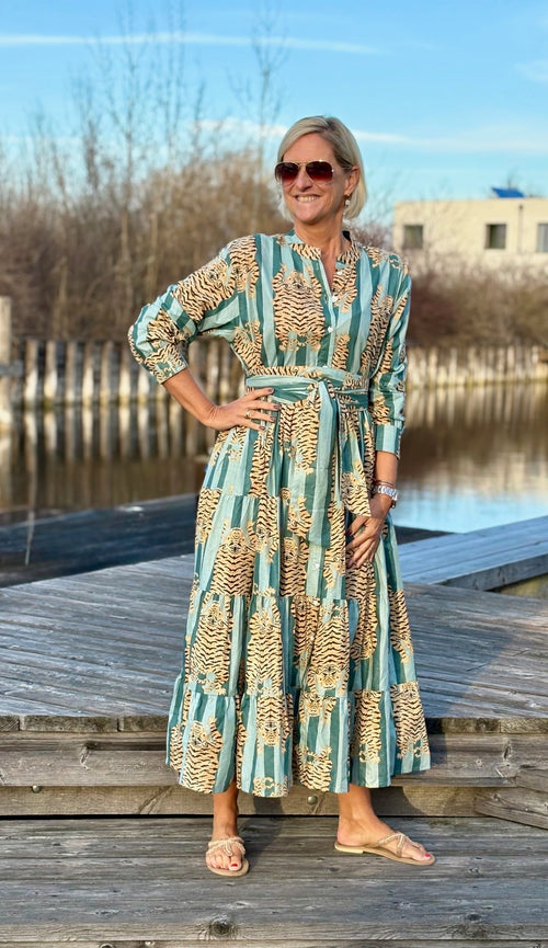 Maxi Dress "Stripes" Tiger khaki