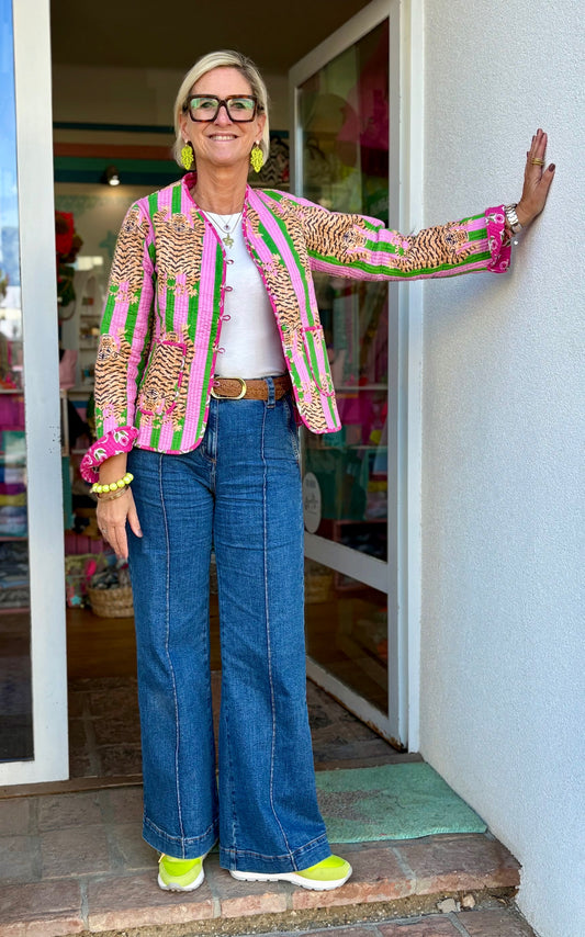 Quilted Jacket "Tiger" pink/green