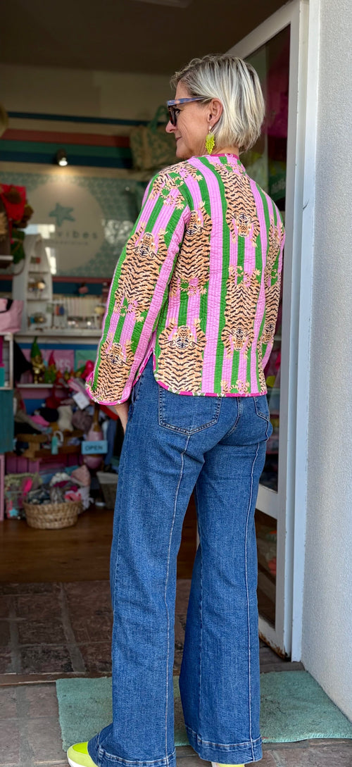 Quilted Jacket "Tiger" pink/green