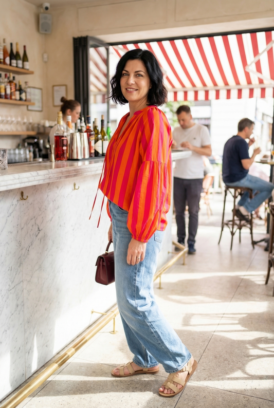 Blouse "Pink/Coral Stripes"