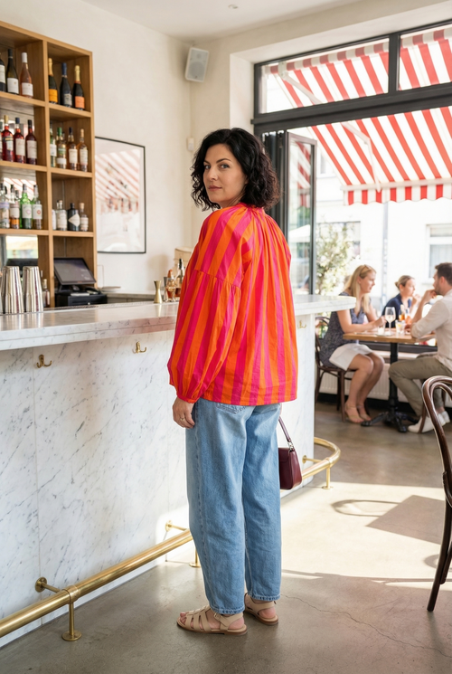 Blouse "Pink/Coral Stripes"