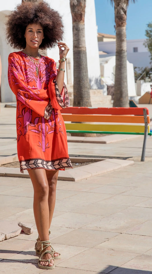 Pahiesa Short Dress Pink Palm