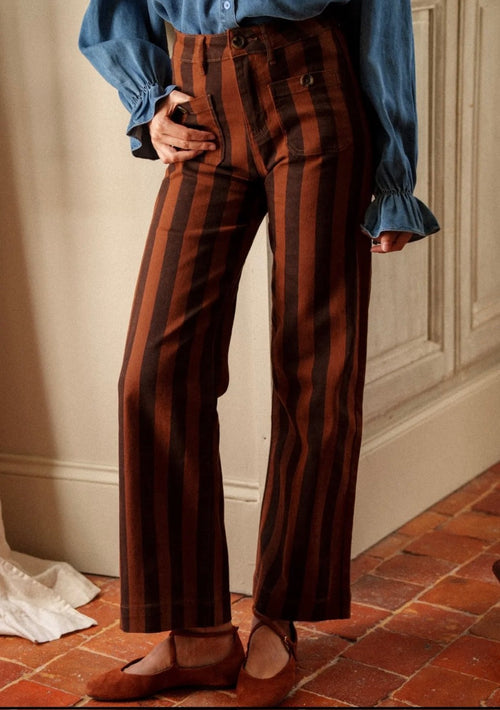 Jeans "Sripes" choco/camel