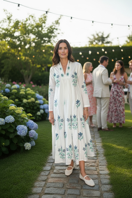 Kaftan Dress "Classy" Indian Flower blue