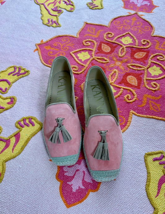 Espandrilles Moccasins Tassel coral/beige