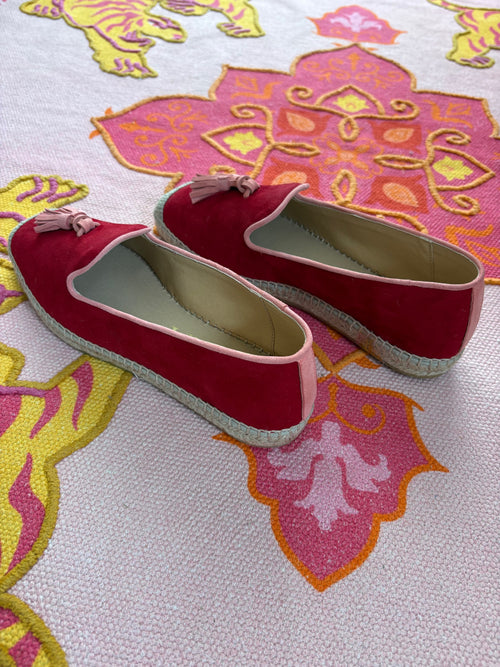 Espandrilles Moccasins Tassel Rot/Coral