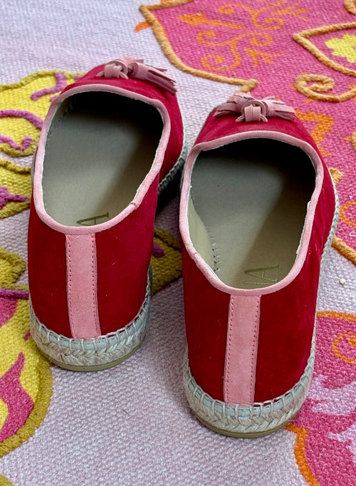 Espandrilles Moccasins Tassel Rot/Coral