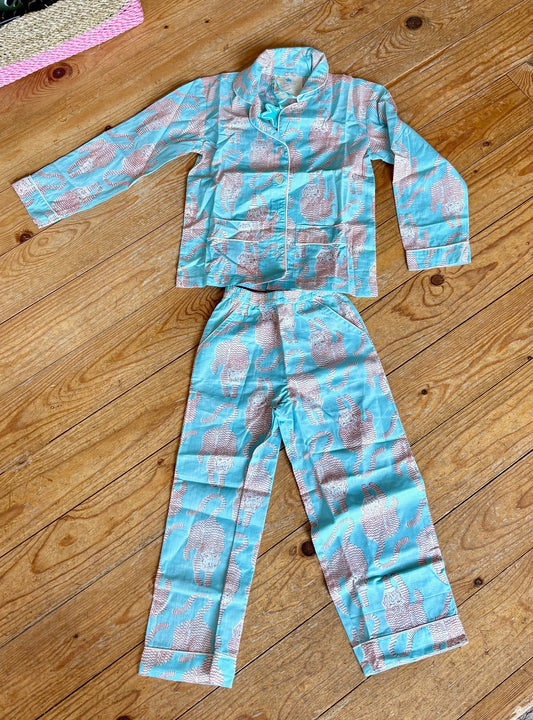 Kids Pyjama "Tiger" Aqua