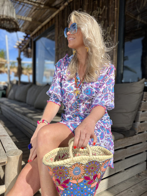 Hemdblusen Dress "Flowerfield blue"