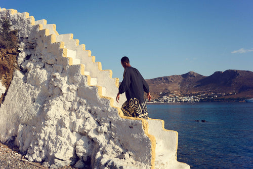Chevron Dress Mykonos Feather charcoal/gold