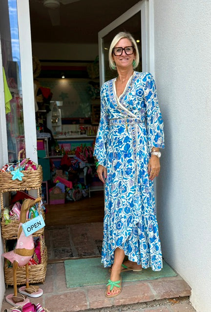 Seiden Wickeldress Lisboa "Blue Flowers"