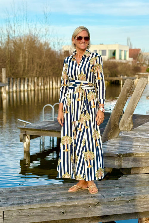 Hemdblusen Dress "Lovley" Palmtree navyblue